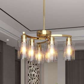 6-Light Gold Chandeliers for Dining Room, Modern Kitchen Island Light Fixtures Over Table