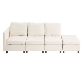 Modular Sectional Sofa, 3-Seater Modular Sofa with Hidden Storage, Cloud Sectional Couch with Ottoman & High Rebound Sponge
