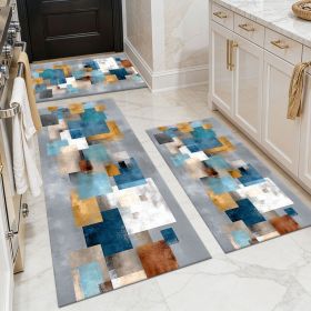 Three-piece kitchen rug set, non-slip and washable, abstract pattern kitchen hallway rug, soft and comfortable, suitable for sinks, floors, entra