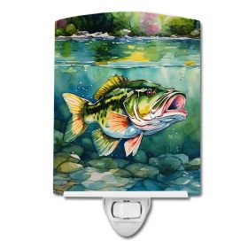 NEW Largemouth Bass Ceramic Night Light Compact, UL-Certified, Ideal for Bedroom, Bathroom, Nursery, Hallway, Kitchen, 6x4x3, Multicolor