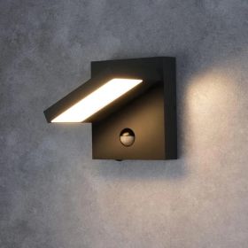 Inowel Wall Light Outdoor Motion Sensor Wall Lamp Modern Wall Sconce Lantern Fixture For Porch Front Door 32135 (Option: Black)